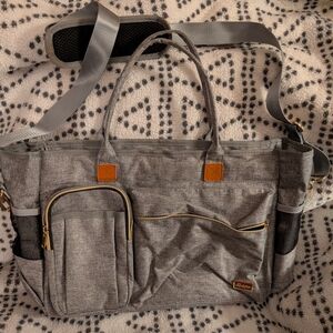 Gray Laptop Bag with Many Pockets